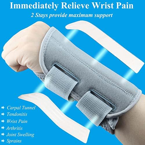Carpal Tunnel Wrist Brace, Adjustable Wrist Support Brace, Night Wrist Sleep Supports Splints Arm Stabilizer (Left Hand, L/XL, Grey)