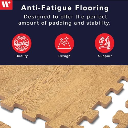 Forest Floor Farmhouse 3/8 Inch Thick Printed Foam Tiles, Premium Wood Grain Interlocking Foam Floor Mats, Anti-Fatigue Flooring – Stylish Flooring Solution