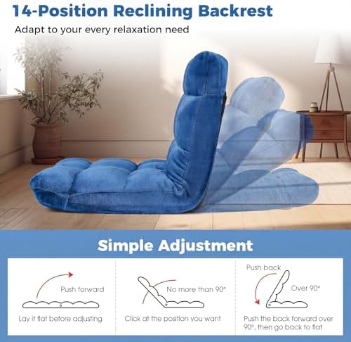 COSTWAY Floor Chair, 14 Positions Adjustable Floor Gaming Chair