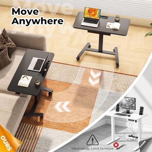 40"×20" Mobile Desk with Drawer, Rolling Desk with Storage