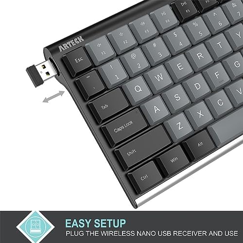Arteck Mechanical 2.4G USB Wireless Keyboard, Tacktile Brown Switches Black