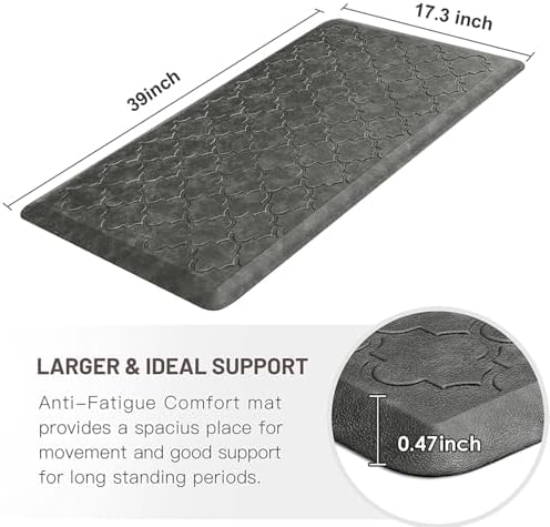 WISELIFE Kitchen Mat Cushioned Anti Fatigue Floor Mat, 17.3"x39", Grey
