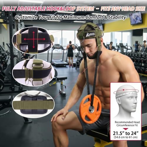 Adjustable Neck Harness with Pulley System & Resistance Bands – Multi-Directional Neck Weight Lifting Training for Strength, Stability & Posture – Padded Head Strap for Athletes & Fitness