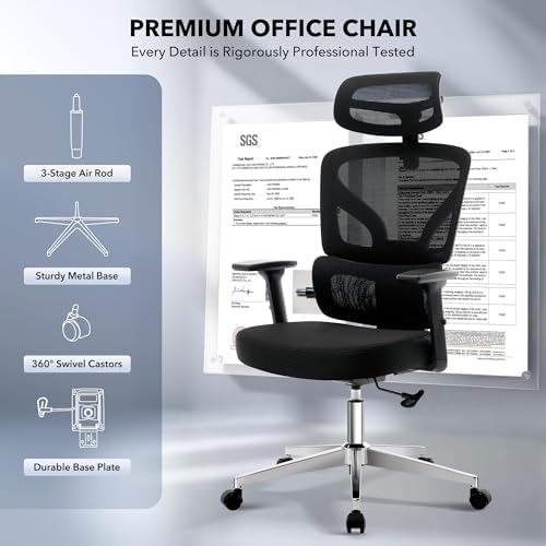 Ergonomic Office Chair with Adjustable Lumbar Support, Black
