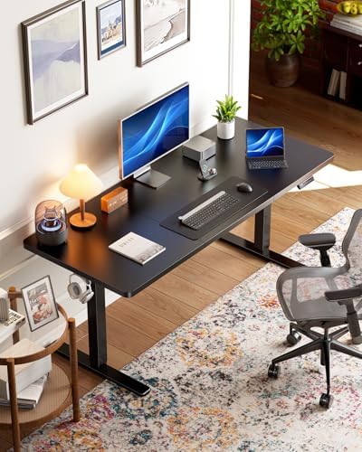 HUANUO 71 x 35 Inch Large Electric Standing Desk, Brushless Motor, Black