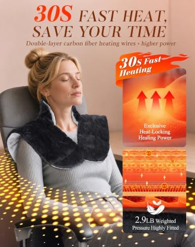 UTK Weighted Heating Pad for Neck Shoulder and Back Pain, 30s Fast Heat