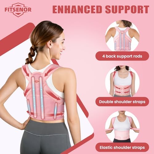 Pink Back Brace Posture Corrector, Posture Brace (Size S)