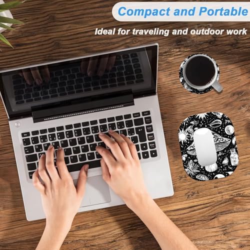 Small Mouse Pad，Mini Mouse Pad 6 x 7 Inch，for Laptop Keyboard Tray Wireless Mouse Home Office Travel，with Non-Slip Rubber Base, Waterproof Mouse Mat，Mushroom with Eye