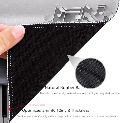 Musical Elegance Piano Keys and Notes Mouse Pad, Cute Durable Desk Mat