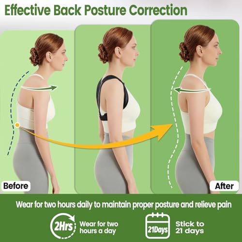 Posture Corrector for Men and Women Adjustable Back Brace Comfortable & Breathable Posture Corrector for Back & Shoulder Invisible Back Support Straightener Pain Relief Back Brace for Women (Large)