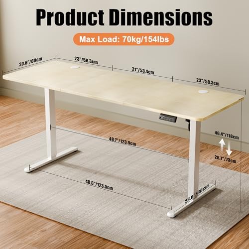 ERGOMAKER 67"x24" Standing Desk, Height Adjustable Sit-Stand Office, Oak