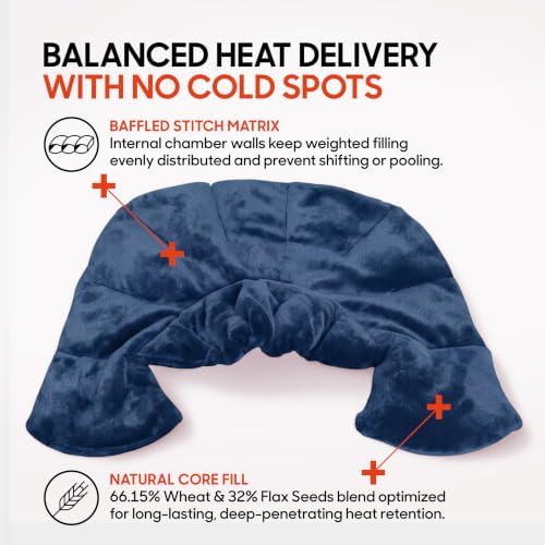 Sharper Image Heated Neck & Shoulder Wrap - Microwavable Warm & Cooling Plush Pad, Scented Aromatherapy (100% Natural Lavender & Herb Spa Blend), Pain Tension Headache Relief Therapy, Gift for Women