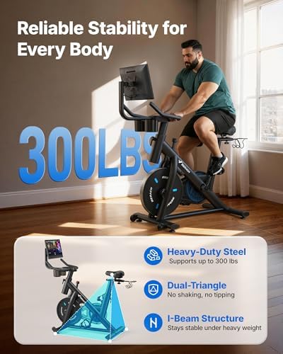 MERACH Exercise Bike, Magnetic Friction Stationary Bike for Home with APP