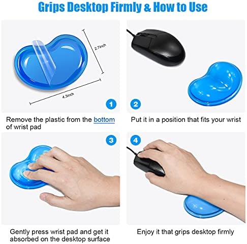 JIKIOU Ergonomic Gel Wrist Rest for Mouse 2 Pack Blue, 4.3x2.7inch