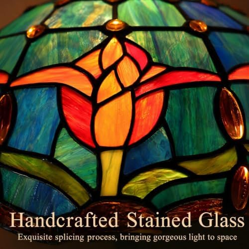 Tiffany Table Lamp Stained Glass Bedside Reading Light W12H19 inch