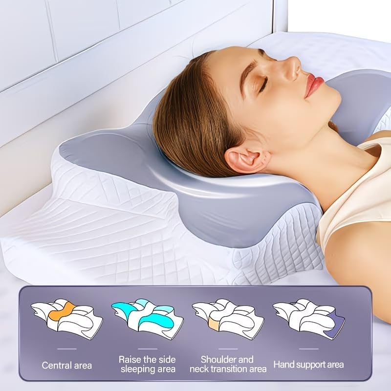 Cervical Neck Pillow for Pain Relief, Cooling Memory Foam Pillows for Sleeping, Ergonomic Side Sleeper Pillow for Neck Support,Deep Sleep Contour Pillow Orthopedic Bed Pillow for Back Stomach Sleepers