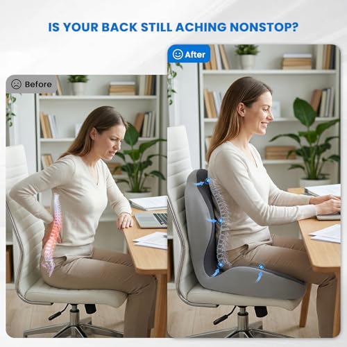 Ergonomic Seat Cushion for Office Chairs Lumbar Support Pillow, Gray