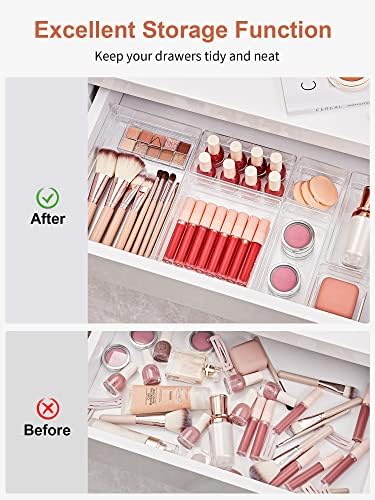 SMARTAKE 16 PCS Drawer Organizer, 5-Size Desk Bathroom Drawer Organizer