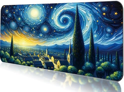 Gaming Mouse Pad 31.5x11.8 inch XL Large Extended Mouse Pad, Big Mousepad Desk Mat for Computer with Non-Slip Rubber Base and Stitched Edge-Blue Galaxy