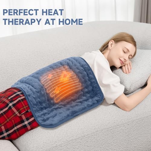 Portable Heating Pad for Neck, Back & Shoulder, 20"x24" Heat Pad with 6 Temps, Moist Heat Option & Auto Shut-Off, Compact for Office or Home