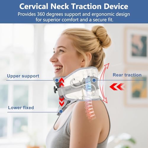 Cervical Traction Device, Neck Stretcher Cervical Traction, Adjustable Neck Braces for Pain Relief, Neck Decompression Device for Improved Spine Alignment