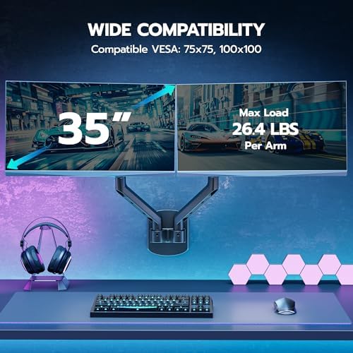ARES WING 17-35 Inch Ultrawide Dual Monitor Wall Mount, Black