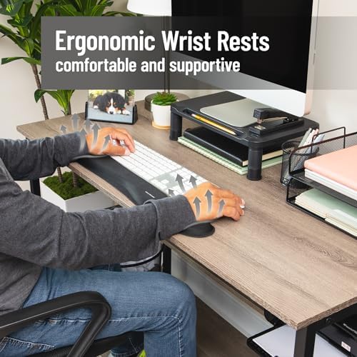 Mind Reader Ergonomic Keyboard and Mouse Wrist Rest Set, Gaming Accessory, Memory Foam, 16.75" L x 3" W x 0.75" H, 2 pcs, Black