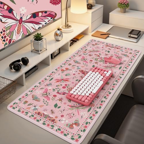 iCasso Pink Desk Pad Mat,XXL Large Mouse Pad,Desk Matt for Desktop