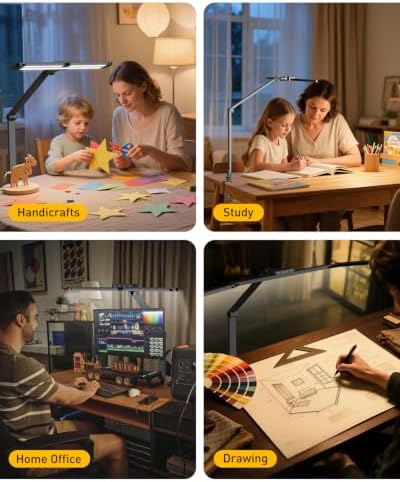 GUARDKING Adjustable LED Desk Lamp for Home Office with Clamp& Dual Control