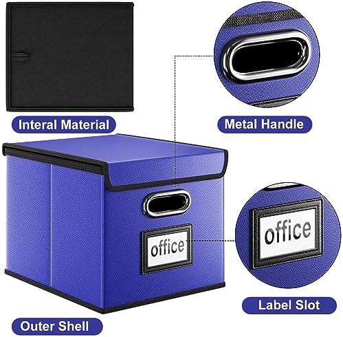 File Organizer Box with Lids, Collapsible File Folder Organizer