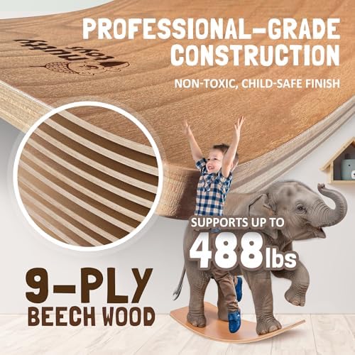 NUTTY TOYS Montessori Wooden Wobble Board for Kids & Adults -100% Natural Wood Balance Board, Waldorf Toddler Balancing Toy, Unique Boy Girl Open Ended Toy Best Valentines Day & Easter Gifts Idea 2026