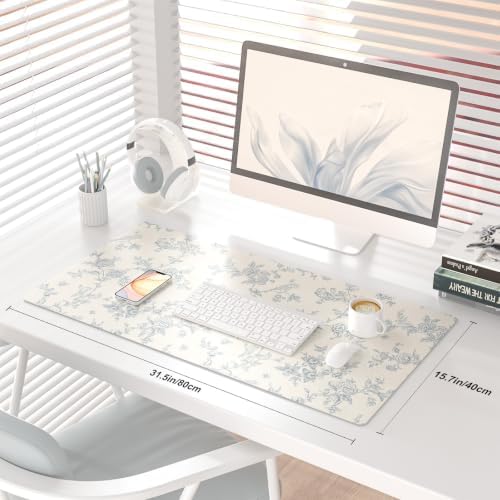 QIYI PU Leather Large Mouse Pad, Waterproof Desk Mat, 31.5" x 15.7", Toile