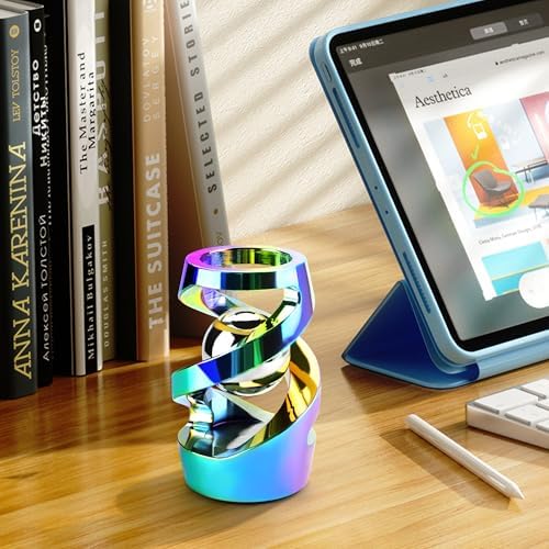 Upgraded Kinetic Spinning Desk Toy, Stress Relief Gadget, Rainbow
