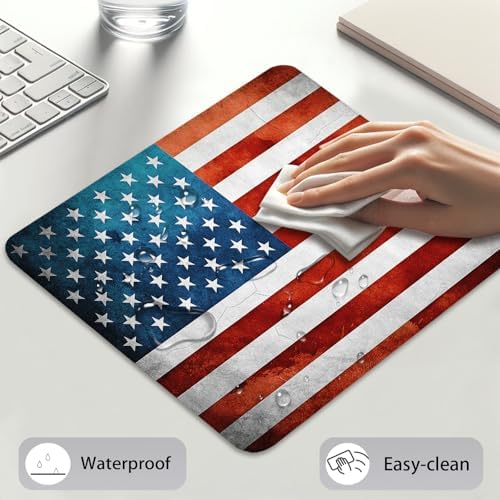 Vintage US Pride Flag Mouse Pad, Rustic Retro Patriotic American Desk Mat