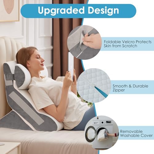 MEGCXIT Wedge Pillow Set for After Surgery, Bed Wedge, 4PCS, White/Grey