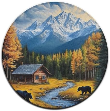 Fashion Round Area Rug Large Non Slip Carpet Unisex Home Decor Mat Black Bears