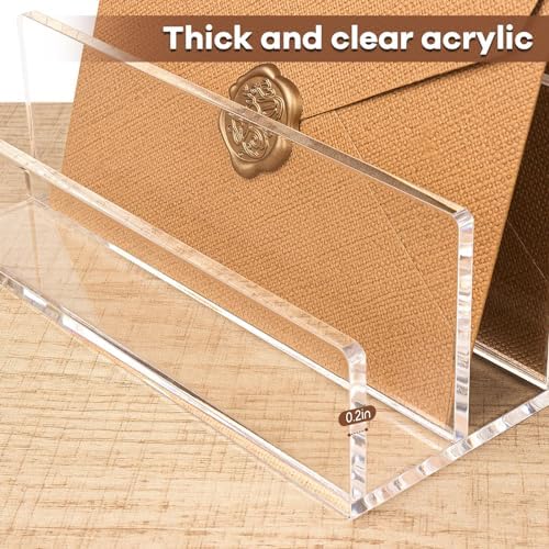 Acrylic Mail Organizer File Sorters for Desk,3-Section Laddered Desktop Vertical Letter Holder,Desk Organizer Workspace Organizer