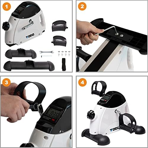 TODO Mini Exercise Bike Pedal Exerciser Foot Peddler Portable Therapy Bicycle with Digital Monitor