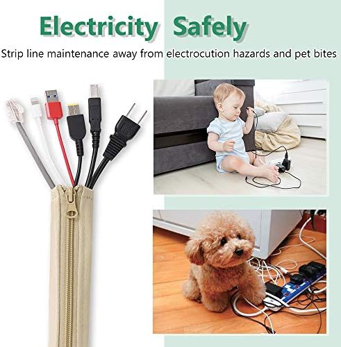 StangH Flexible Office Cable Management kit 39 Inches, 2 Pieces -Beige