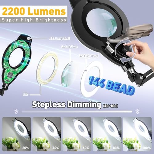 2200 Lumens Mag Lamp for Estheticians, 2-in-1 Magnifier Floor Light
