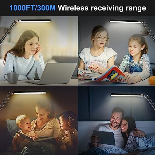 LED Desk Lamp for Home,Office,Reading,Adjustable Eye-Caring Desk Light with Clamp,Swing Arm Lamp Includes 3 Color Modes,10 Brightness Levels Table Lamps with Memory Function