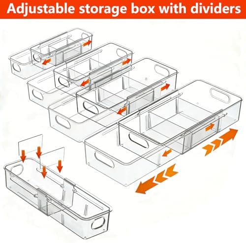 REBECAT 4-Size Expandable Drawer Organizer 8 Pack Plastic Storage Bins