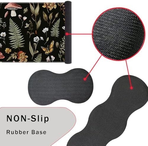 Keyboard Wrist Rest and Mouse Pad with Wrist Support Set Ergonomic Coaster,Memory Foam,Easy Typing Pain Relief,Large XL Desk Mat 31.5"x 11.8",Magic Mushrooms