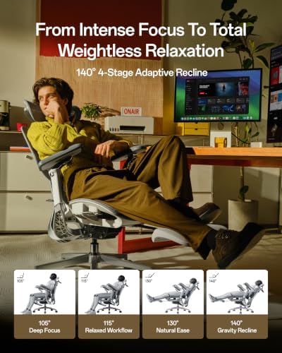 Hbada E3 Pro Ergonomic Office Chair, Mesh Desk Chair with 3-Zone Floating Lumbar Support, Upgraded 4D Headrest, 720° Armrests, Obsidian Black with Footrest