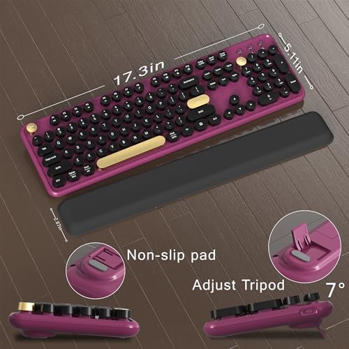 Colorful MPTOG Wireless Computer Keyboard and Mouse Combo (Black-Claret)