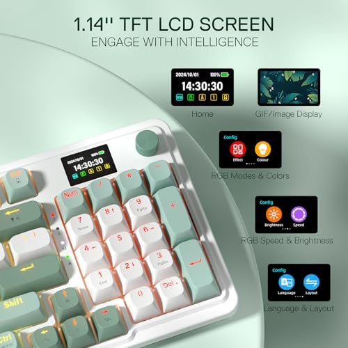 Redragon K719 PRO Wireless 95-Key Gasket Gaming Keyboard, TFT Screen & Knob