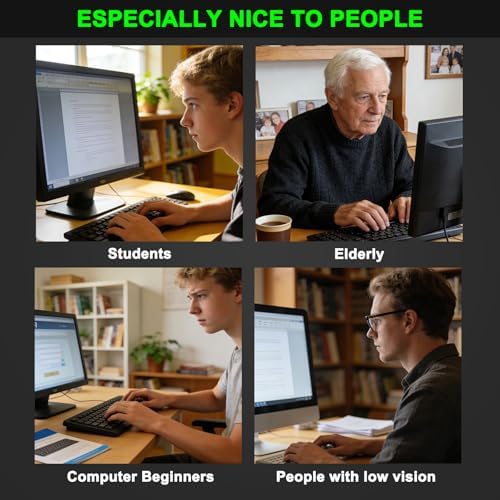 QUASIO Large Print Keyboard, 2.4G Full-Sized Ergonomic WiredComputer Keyboard with Wrist Rest for Windows, Mac OS Laptop/PC/Desktop/Notebook(Large Print Black)