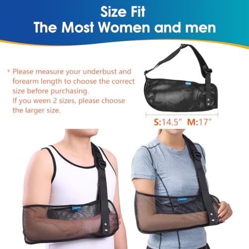 Mesh Arm Shoulder Sling Medical Shoulder Immobilizer for Shoulder Injury Torn Rotator Cuff, Breathable Arm Brace for Shower, Right Left Arm Stabilizes Elbow Arm Wrist Injury for Men Women (Black-M)
