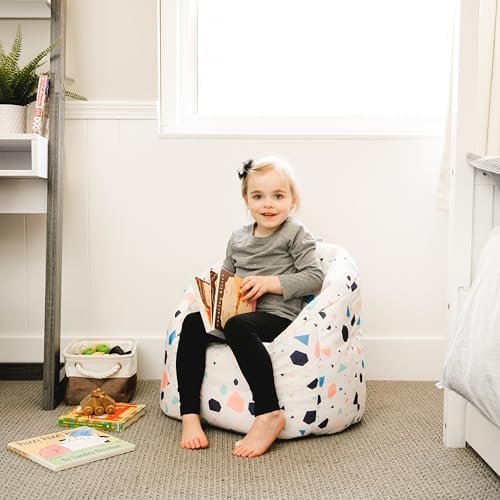 Big Joe Milano Child-Sized Bean Bag Chair for Kids Bedroom and Reading Nook, Dolce Terazzo Lenox, Durable Easy-Clean Woven Polyester, Refillable
