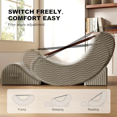 Quiet Rocking Chair, 3-in-1 Adjustable Boneless Floor Recliner for Adults